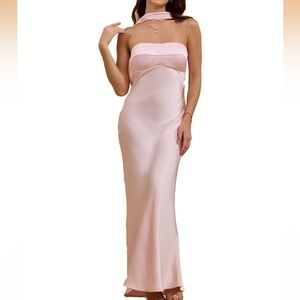 Elegant Strapless Pink Evening Dress